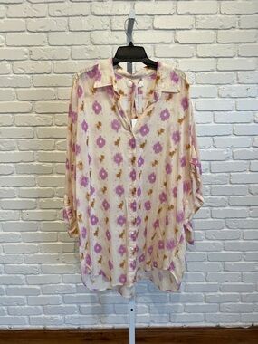 XiRENA Button-Down Roxy Dress in Lilac Ikat